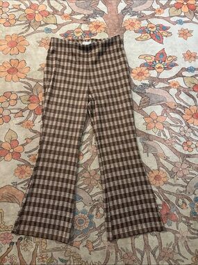 love on a hanger Brown Plaid Flared Pants